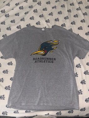 Jerzees Grey Roadrunner Athletics Graphic Tee with Navy & Yellow